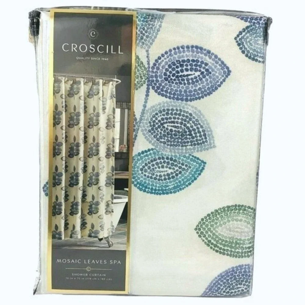 CROSCILL Mosaic Leaves Spa Cream & Blue Colors 70